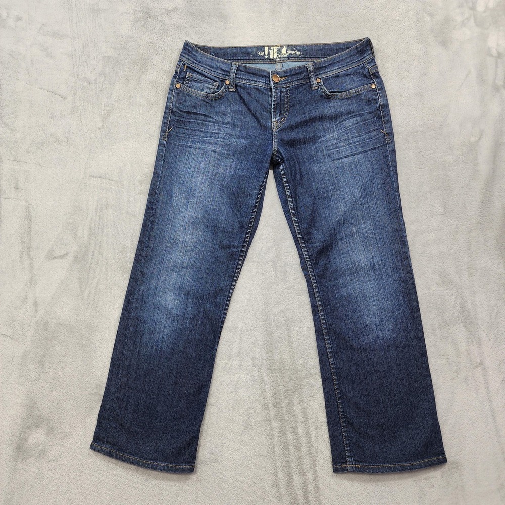 IT Jeans Womens 29 Blue Medium Wash Low Rise Capri Straight Stretch Denim Casual